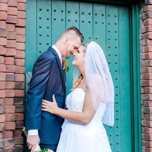Beaded White Bridal Veil with Floral Embroidery